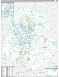 Austin-Round Rock Metro Area Wall Map Premium Style 2026